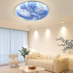 Art Deco Moon Round LED Ceiling Light For Living Room