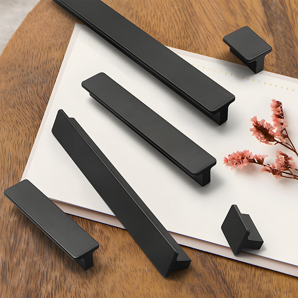 Rectangular Drawer Handles Rectangle classic black wardrobe cabinet pull handles | Goldenwarm UK