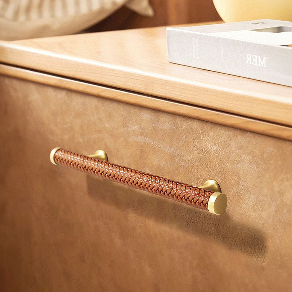 Fashionable Zinc Alloy Leather Drawer Cabinet Handle