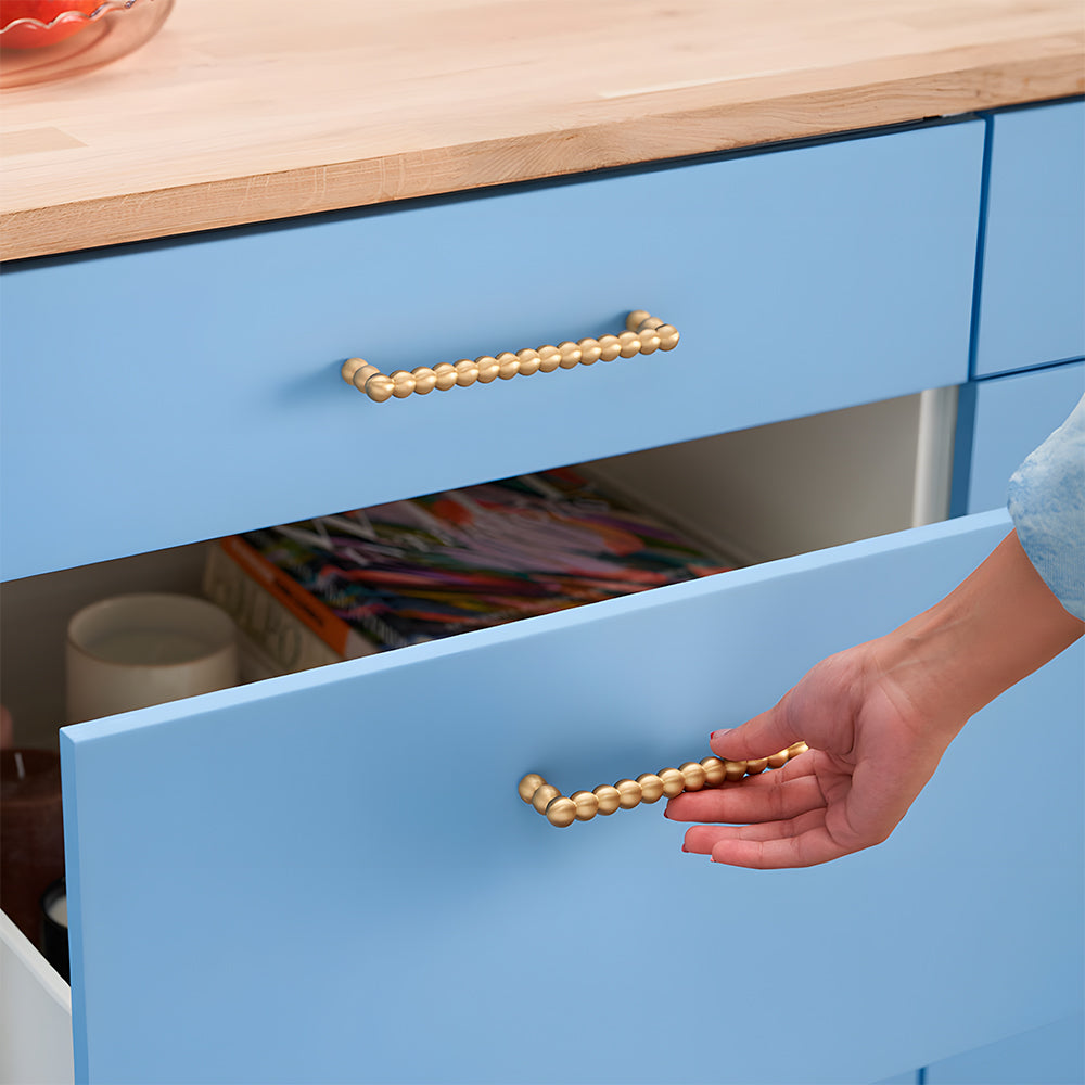 Vintage Spherical Brass Kitchen Cabinet Handles
