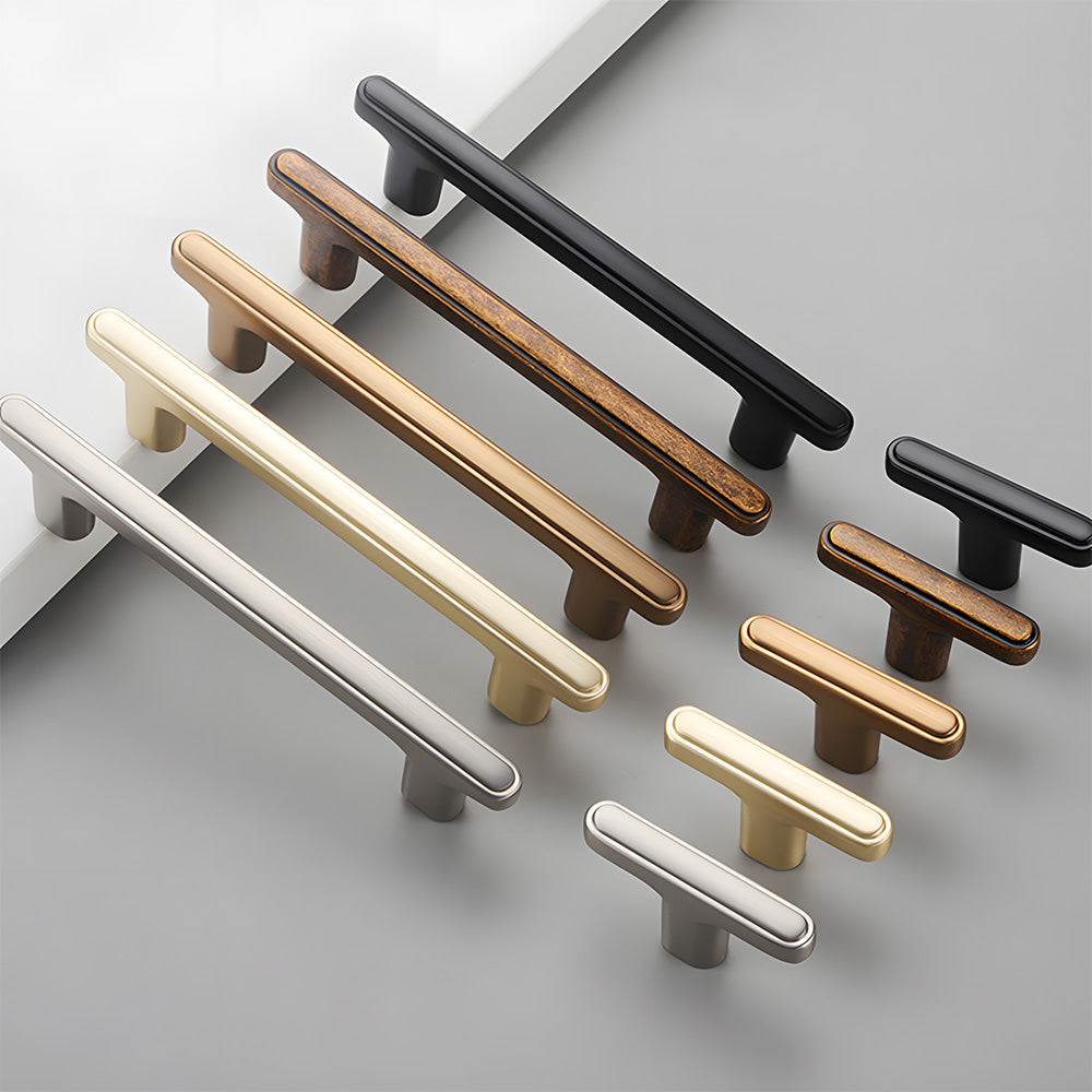 Modern Zinc Alloy T Bar Knobs & Grooved Bar Cabinet Pulls