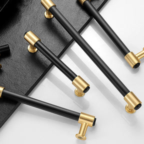 Zinc Alloy Black+Gold Drawer Door Cabinet Handles