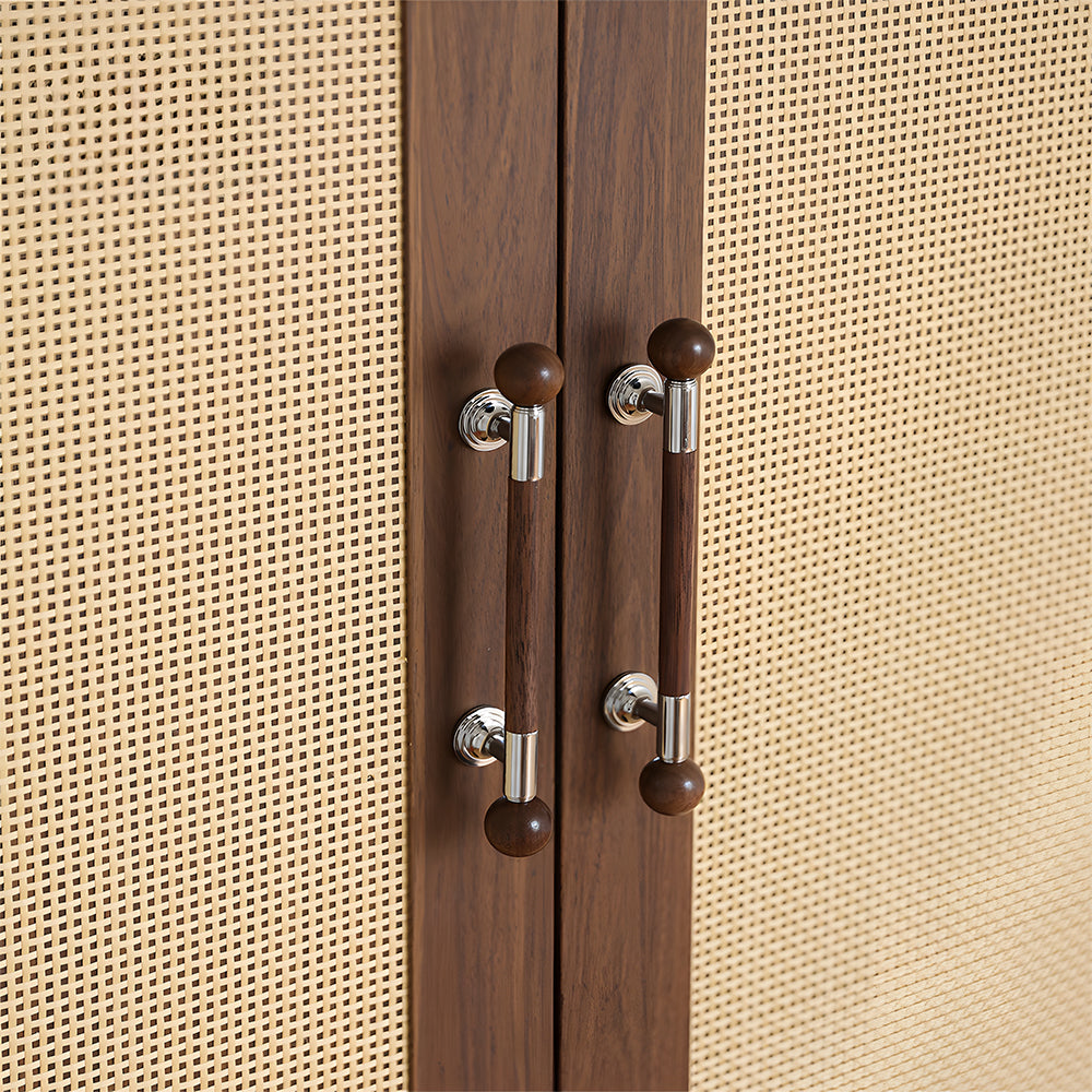 Medieval Brass Round Wooden Head Cabinet Handles