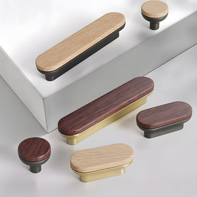 Round Wood Zinc Alloy Cabinet Wardrobe Door Handles