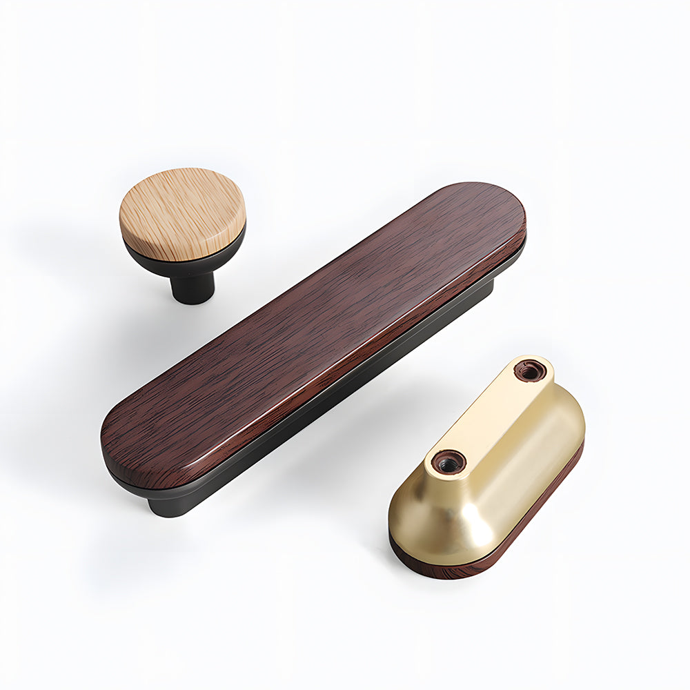 Round Wood Zinc Alloy Cabinet Wardrobe Door Handles