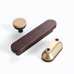 Round Wood Zinc Alloy Cabinet Wardrobe Door Handles