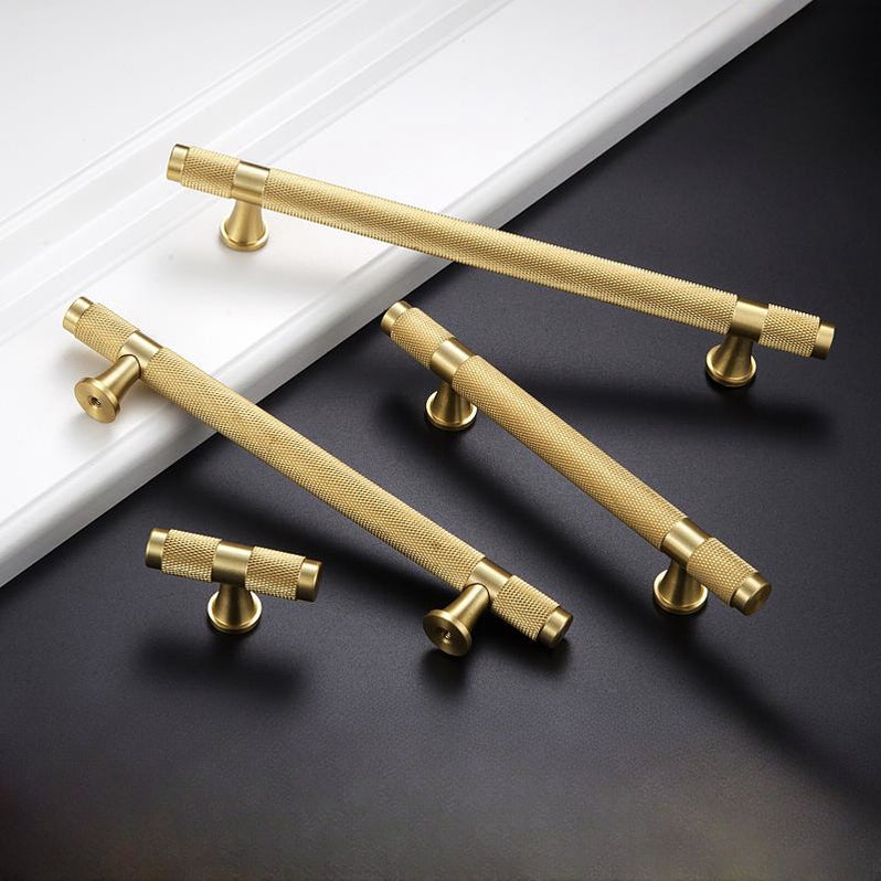 Solid Brass Knurled Cupboard Bar Handles