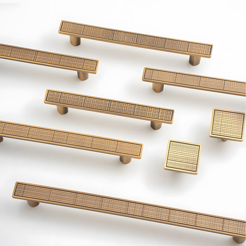 Modern Zinc Alloy Square Textured Grid Cabinet Pulls