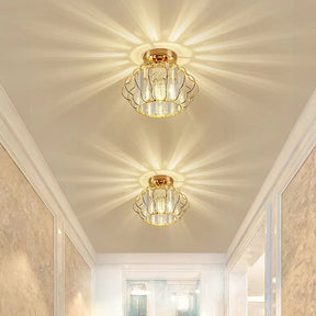 Luxurious Curved Iron Crystal Hallway Ceiling Light