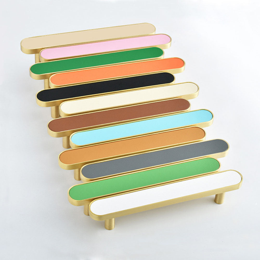 128mm Colorful  Leather Pure Copper Drawer Handles