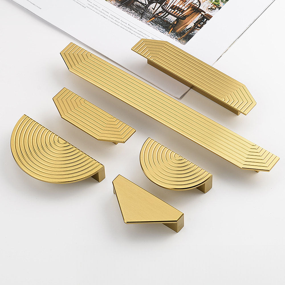 A Pair of Modern Semi-Circular Gold Kitchen Cabinet Door Handle