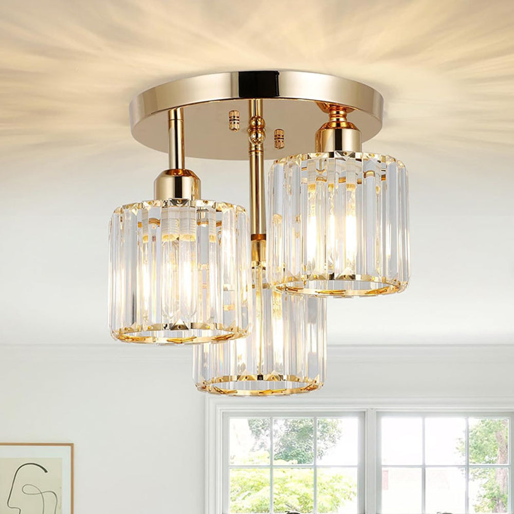 Modern Crystal Semi Flush Rounded Bedroom Ceiling Lights