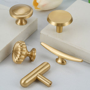 Gold Brass Furniture Hardware Single Hole Knobs