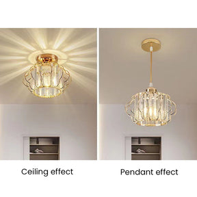 Luxurious Curved Iron Crystal Hallway Ceiling Light