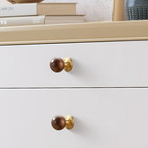 Vintage Walnut Wood Marble Cabinet Knob