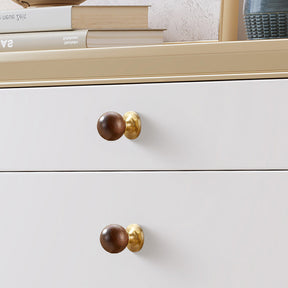 Vintage Walnut Wood Marble Cabinet Knob