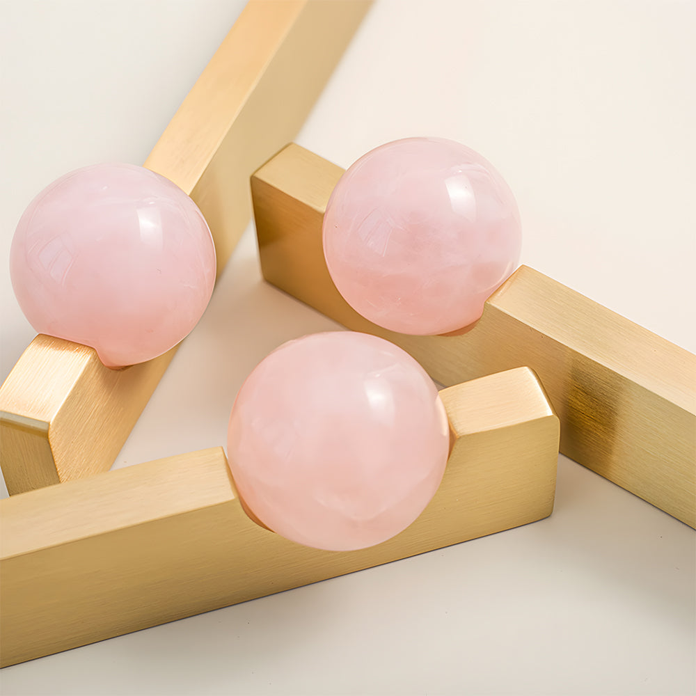 Natural Crystal Sphere Brass Cabinet Handles