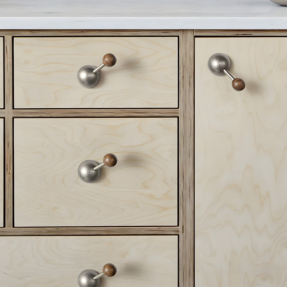 Walnut Cupboard Knobs & Wall Hooks