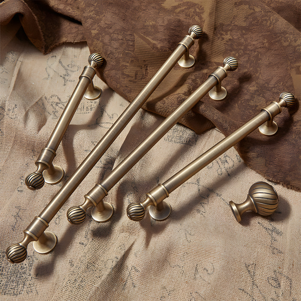Retro Bronze Solid Brass Drawer Pulls Cabinet Handles