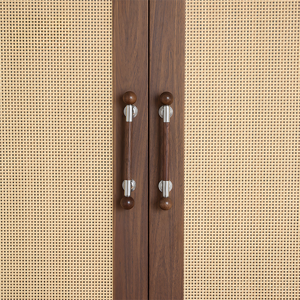Medieval Brass Round Wooden Head Cabinet Handles