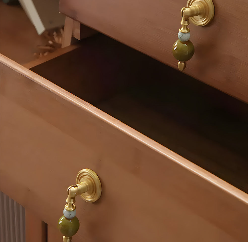 Solid Brass & Natural Stone Drop Pendant Cabinet Knobs
