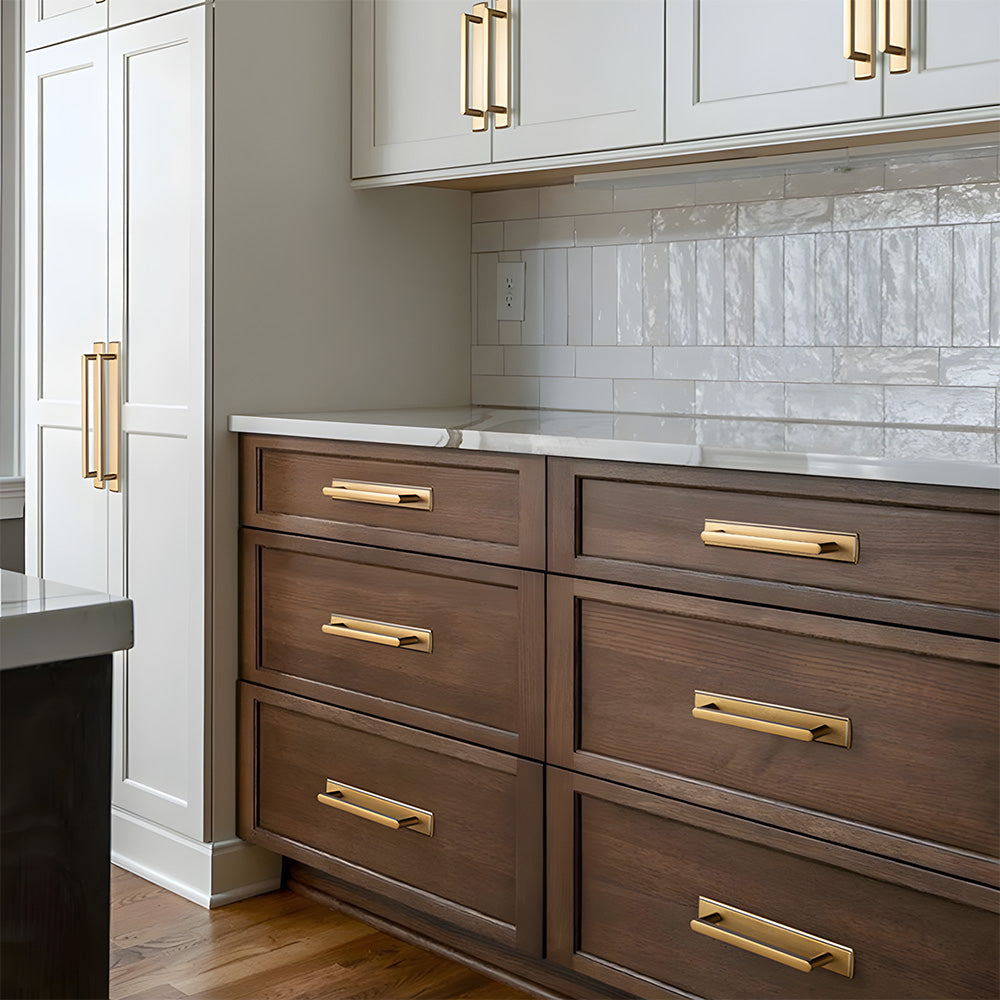 Modern Zinc Alloy Long Cabinet Pulls with Rectangle Backplate