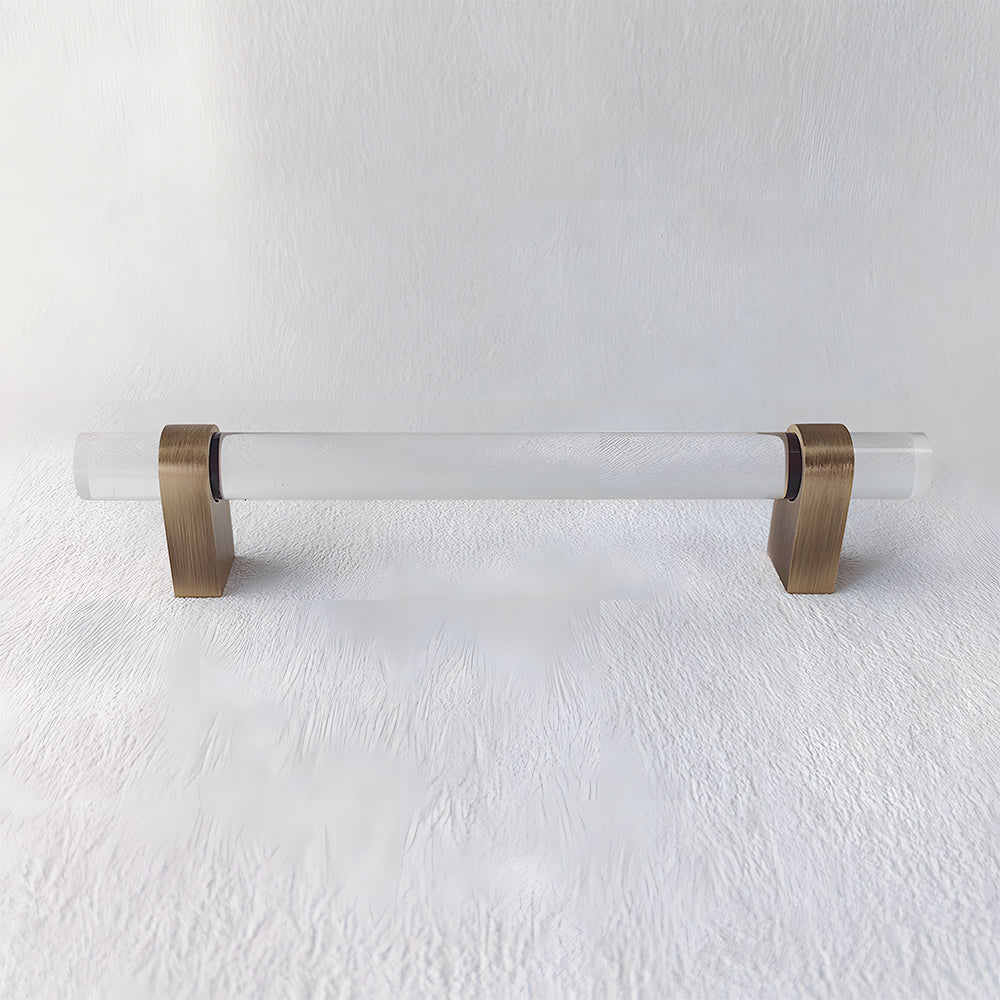 Modern Clear Acrylic and Brass Drawer Pulls