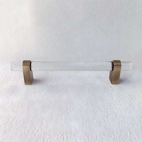 Modern Clear Acrylic and Brass Drawer Pulls