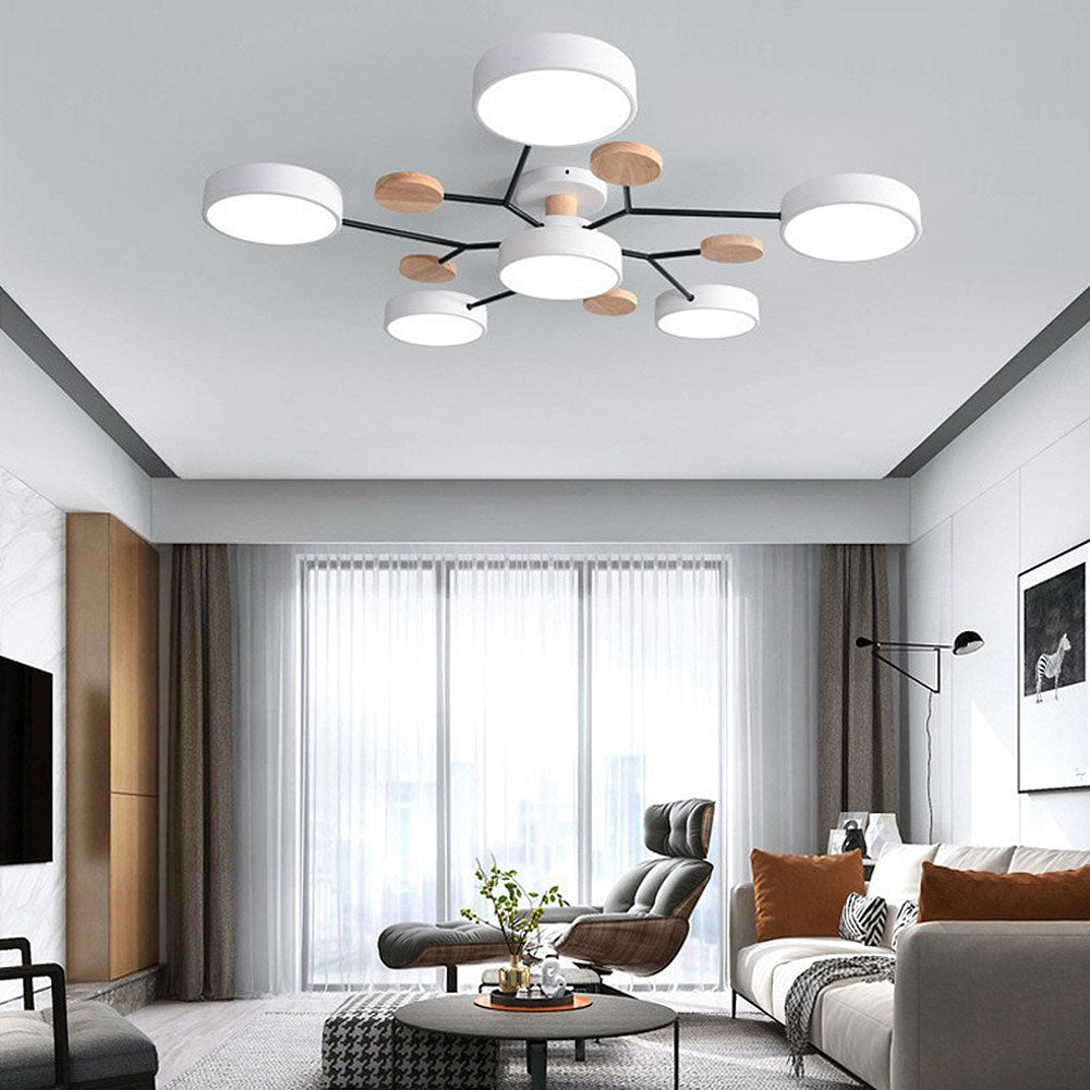 Modern Round Branch Type LED Semi-Recessed Ceiling Light