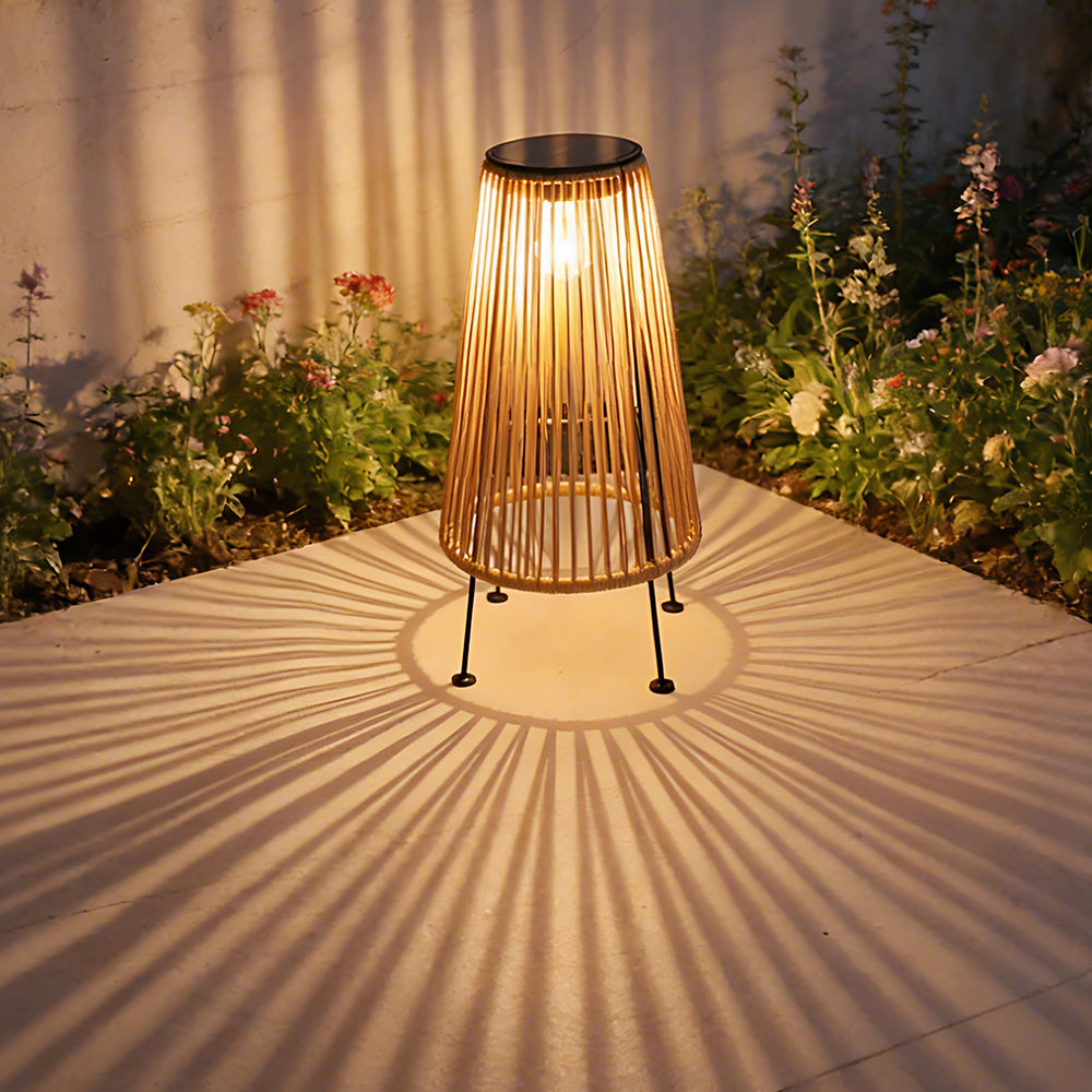 Creative Wicker Solar Lantern Outdoor Waterproof Floor Lamp