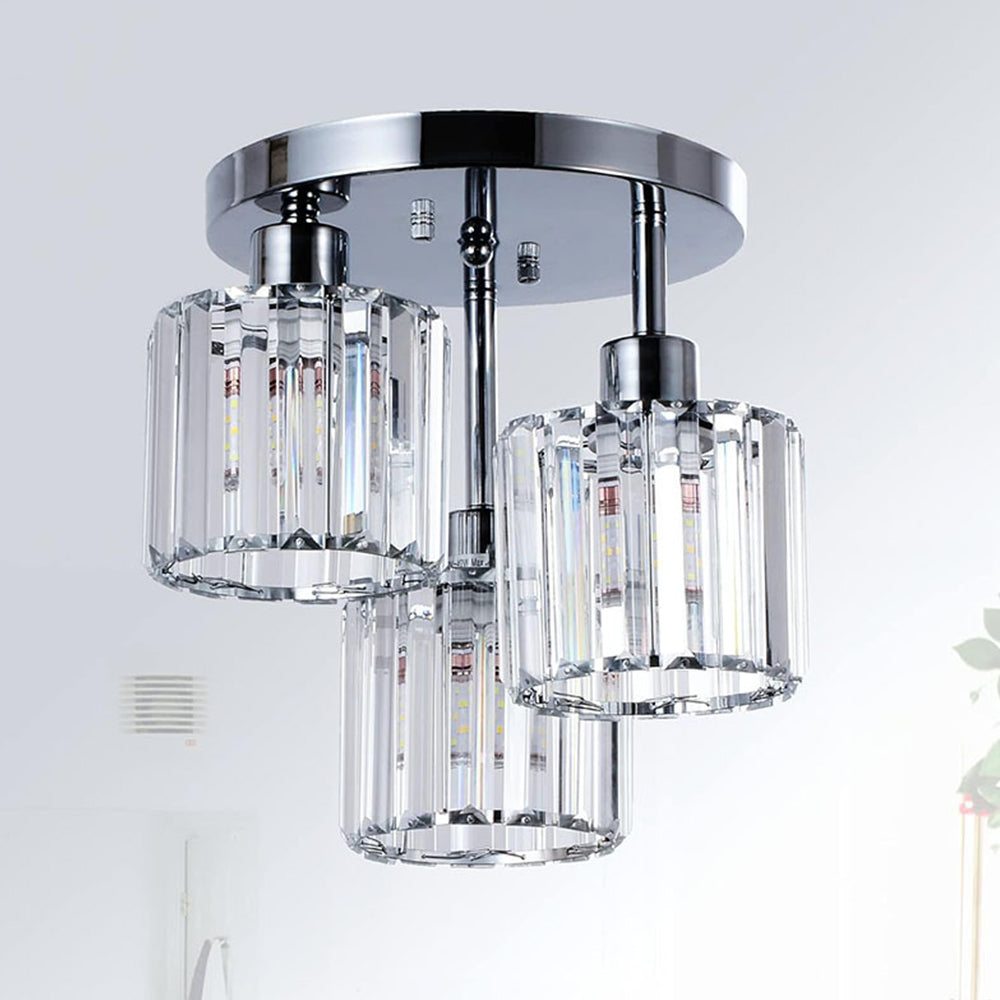 Modern Crystal Semi Flush Rounded Bedroom Ceiling Lights