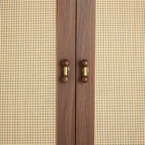 Medieval Brass Round Wooden Head Cabinet Handles