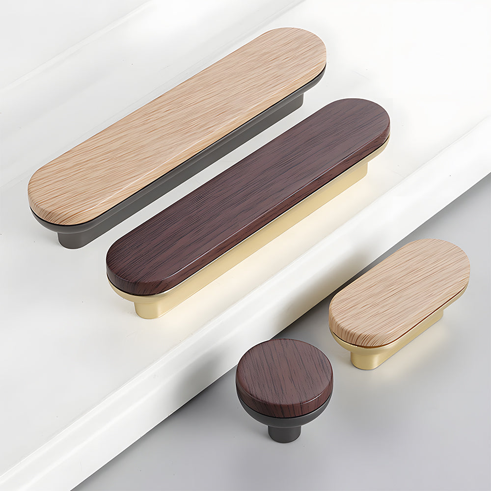 Round Wood Zinc Alloy Cabinet Wardrobe Door Handles