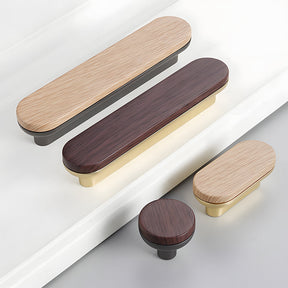 Round Wood Zinc Alloy Cabinet Wardrobe Door Handles