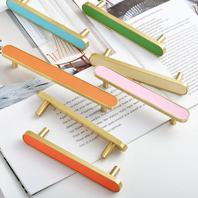 128mm Colorful  Leather Pure Copper Drawer Handles