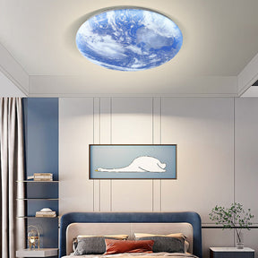 Art Deco Moon Round LED Ceiling Light For Living Room