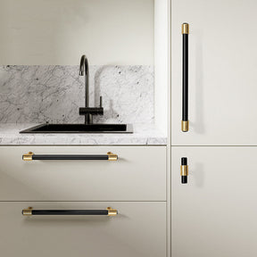 Zinc Alloy Black+Gold Drawer Door Cabinet Handles