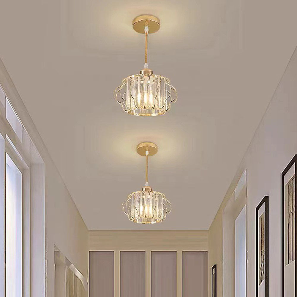 Luxurious Curved Iron Crystal Hallway Ceiling Light
