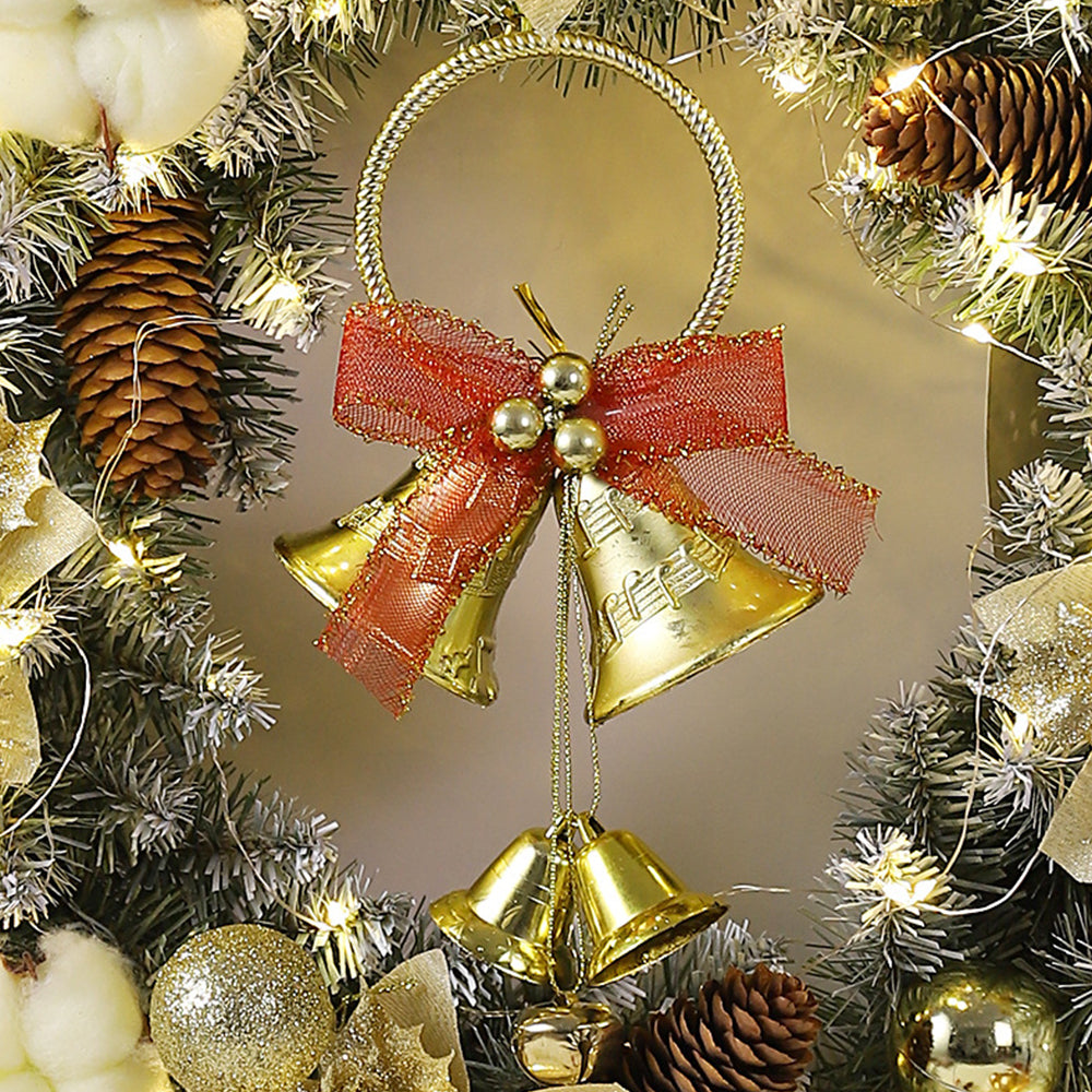 Stylish Christmas Wreath Ornament With LED Christmas Lightings And Bell Ball