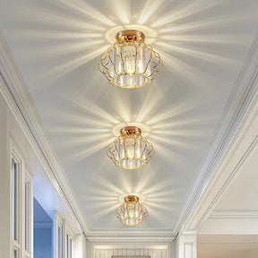 Luxurious Curved Iron Crystal Hallway Ceiling Light