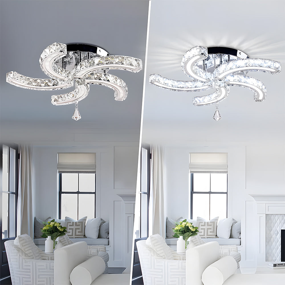 Luxury Crystal 5 Arms LED Flush Mount Ceiling Lights