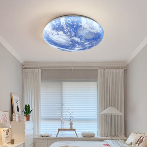 Art Deco Moon Round LED Ceiling Light For Living Room