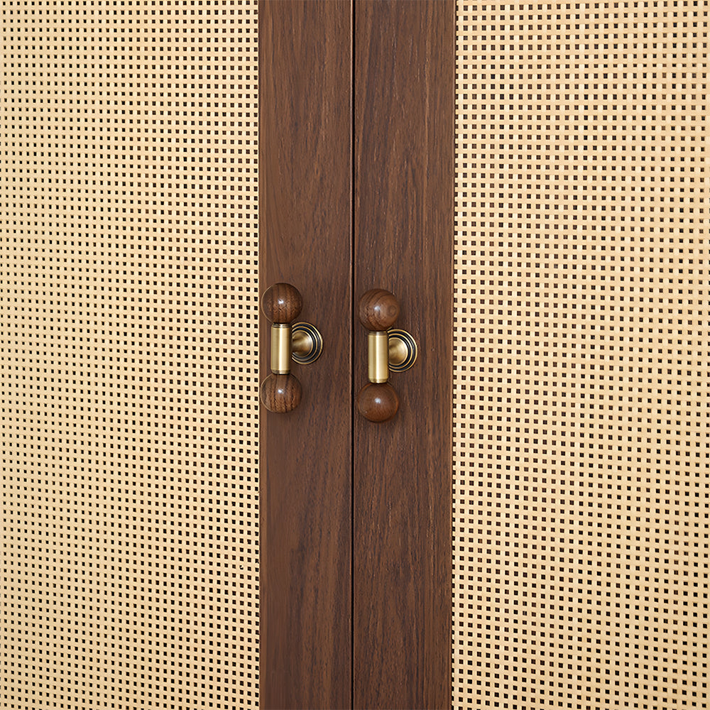 Medieval Brass Round Wooden Head Cabinet Handles