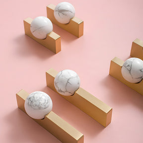 Natural Crystal Sphere Brass Cabinet Handles