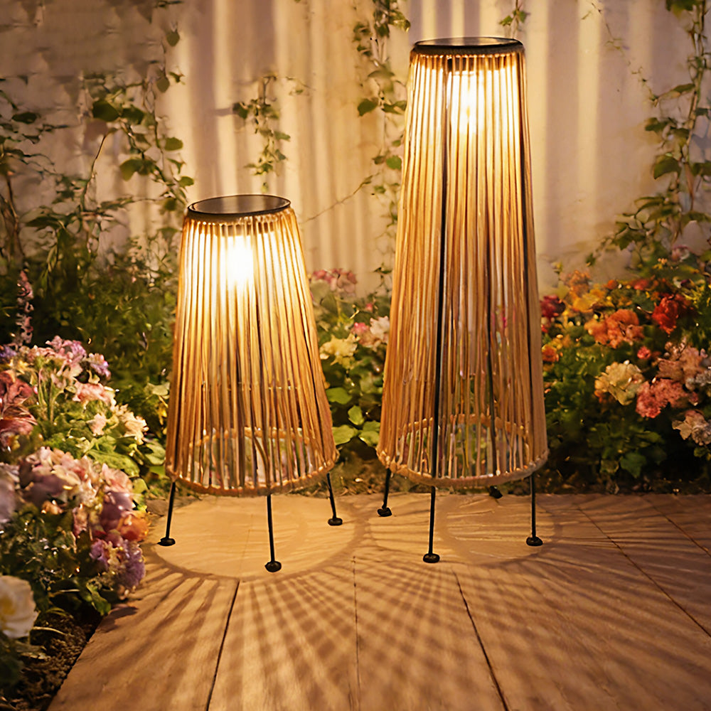 Creative Wicker Solar Lantern Outdoor Waterproof Floor Lamp