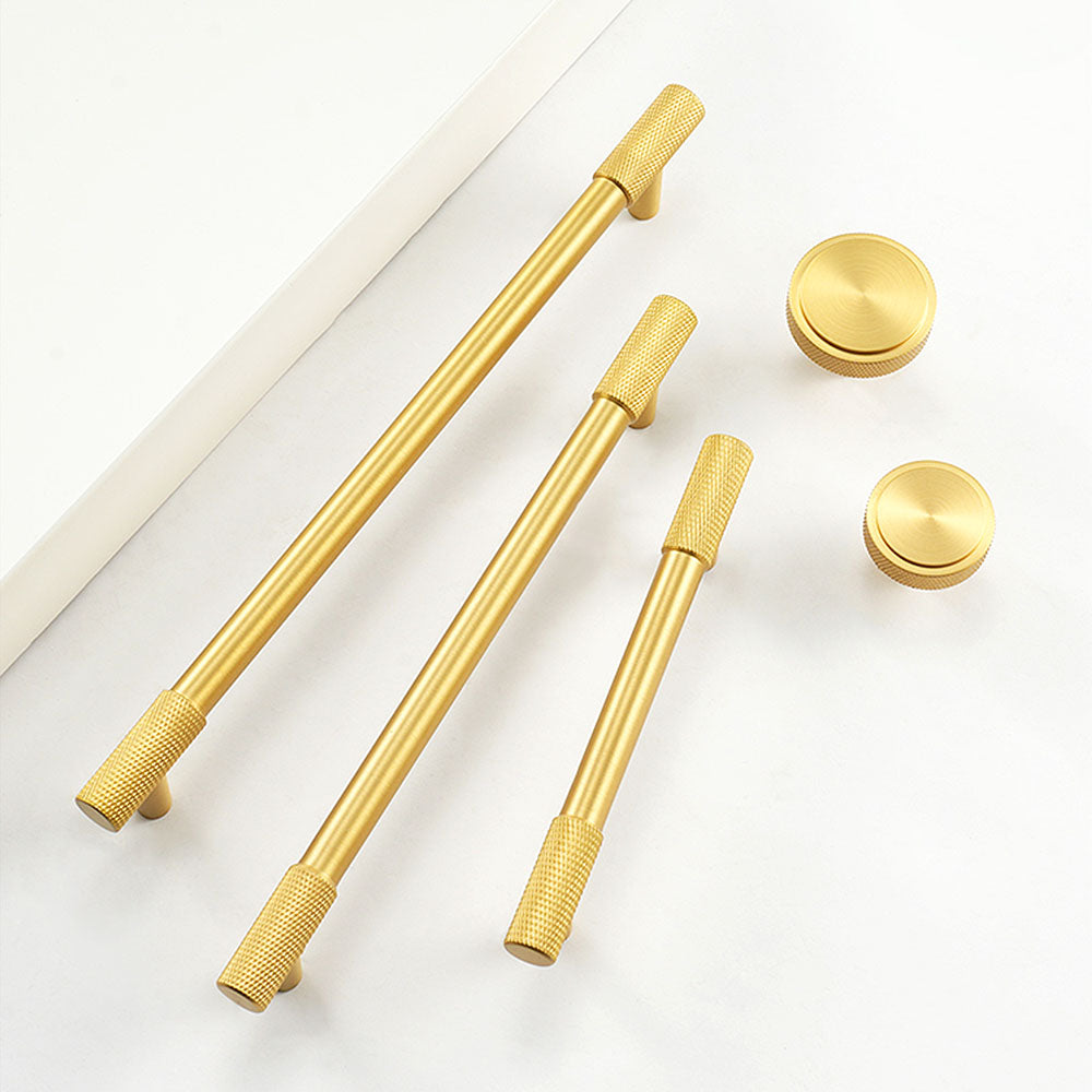 Brass Gold Knurled Kitchen Cabinet Handles
