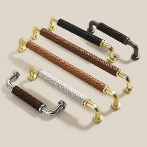Curved Woven Leather Cupboard Handles