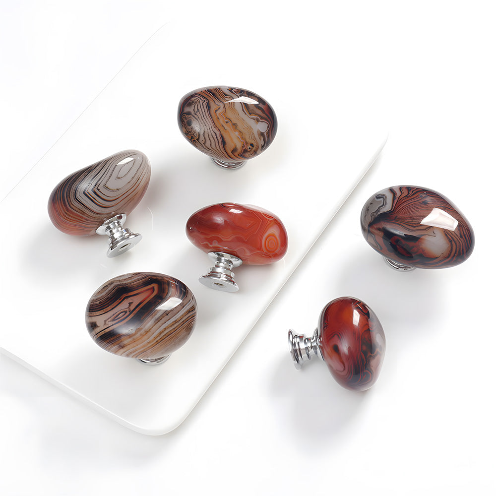 Modern Agate Stone Pebble Cabinet Knobs