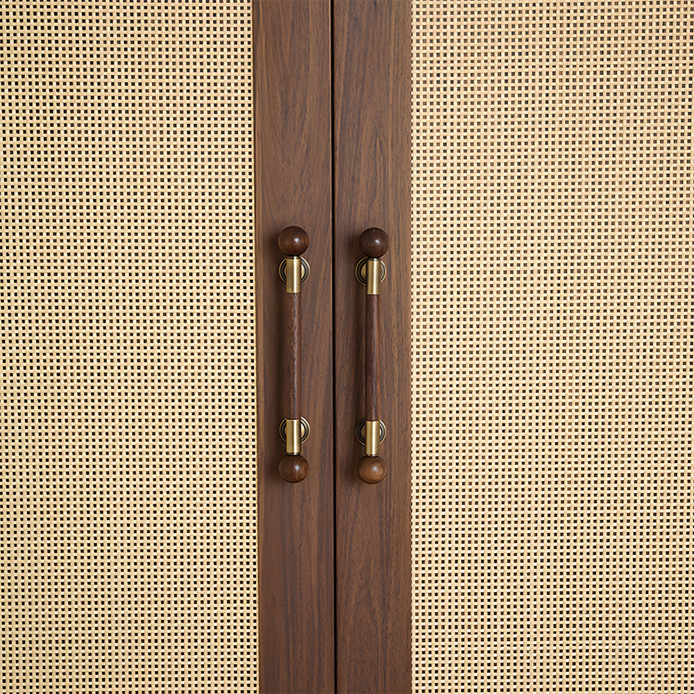 Medieval Brass Round Wooden Head Cabinet Handles