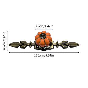 Vintage Pumpkin Ceramic & Zinc Alloy Drawer Handles with Leaf Backplate